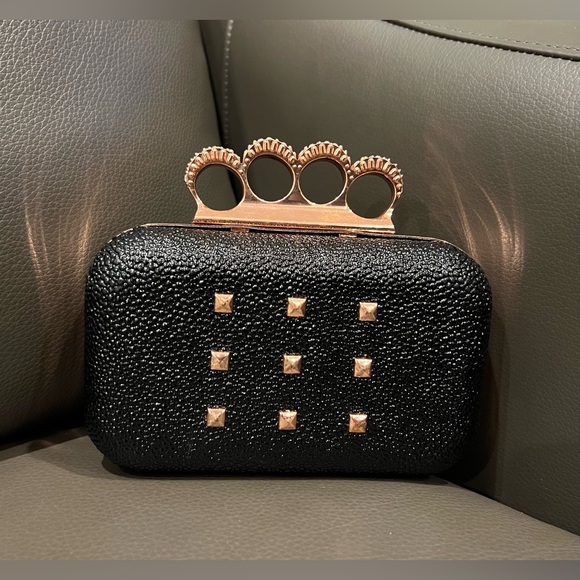 Handbags - Elegant Black and Gold Clutch